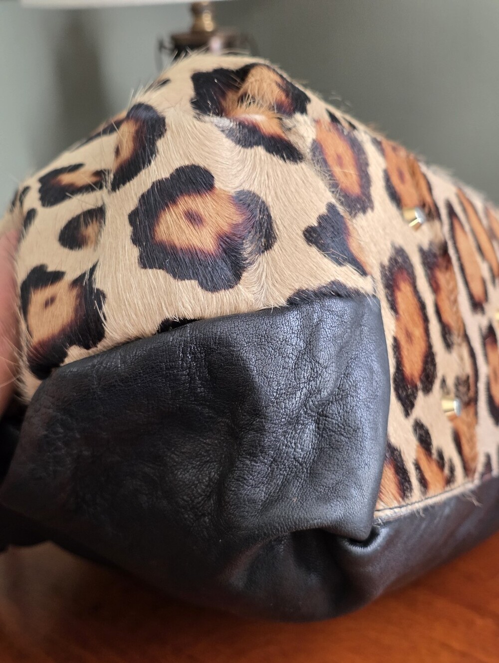 Paolo Masi Leopard Calf Hair Black Leather Shoulder Bag Made in Italy Y2K - Picture 10 of 16
